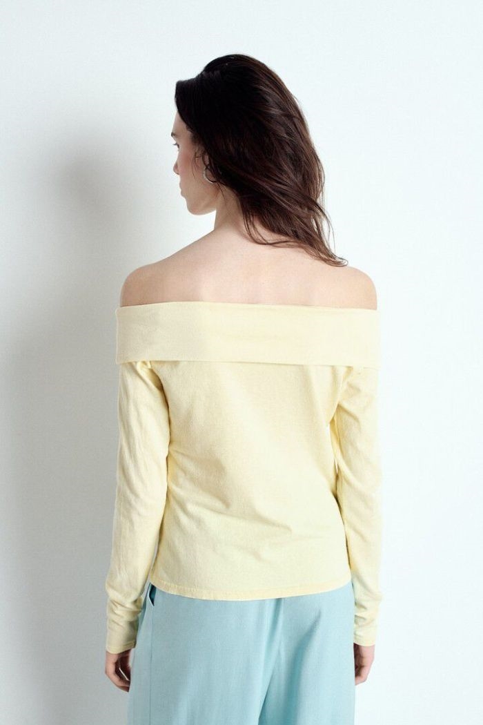 American Vintage OUK02B Ouky offshoulder Tee, VINTAGE CUSTARD